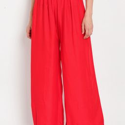 TAG 7 Women Red Solid Flared Palazzos-picture-45
