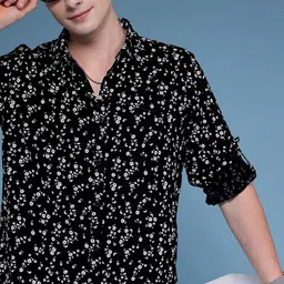HERE&NOW Floral Printed Drop-Shoulder Sleeves Relaxed Fit Casual Shirt-picture-12
