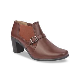 VALIOSAA Women Brown Solid Heeled Boots-image-63