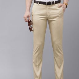 Arrow Men Beige Solid Tailored Fit Formal Trousers-image-79