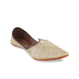 Mochi Men Gold-Toned Woven Design Mojaris-image-73