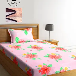 KLOTTHE 300 TC Cotton Blend 2 Single Bedsheet with 2 Pillow Covers-picture-48