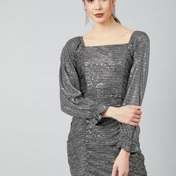 Athena Women Black Self Design Bodycon Dress-image-25