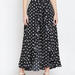 Berrylush Women Black & White Printed Flared Maxi Skirt-image-41