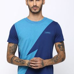 Huetrap Men Blue Colourblocked Round Neck T-shirt-image-70
