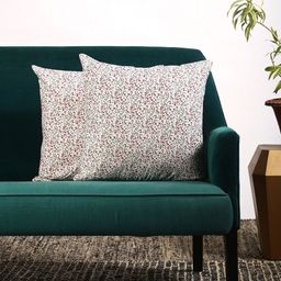 Contrast Living White & Red Set of 2 Floral Square Cushion Covers-image-30