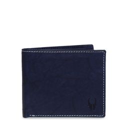 WildHorn Men Navy Blue Classic Genuine Leather Wallet & Rakhi Gift Set-1