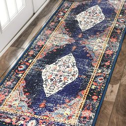 Status Blue & White Printed Rectangular Super Vintage Persian Floor Runner-34