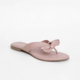 Tokyo Talkies Women Pink Solid Open Toe Flats with Bows-8