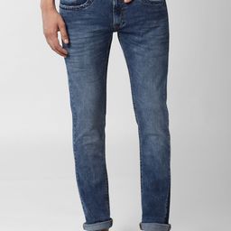 Peter England Casuals Men Blue Skinny Fit Heavy Fade Stretchable Jeans-image-67
