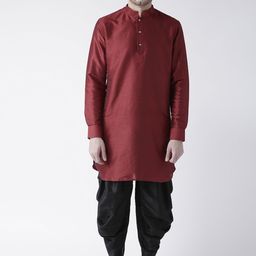 DEYANN Men Red & Black Solid Kurta with Patiala-picture-15