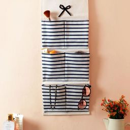 Cortina Unisex Off White & Blue Striped Handbag Organiser-34