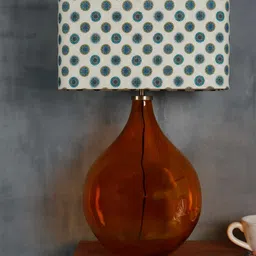 Grated Ginger Green & White Printed Contemporary Buffet Table Lamp with Shade-54