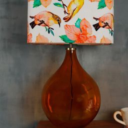 Grated Ginger White & Orange Printed Contemporary Bedside Standard Table Lamp with Shade-40