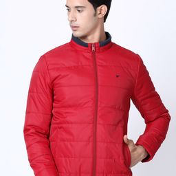 t-base Men Red Solid Lightweight Padded Jacket-38