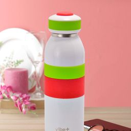 Vibe Plus Unisex White & Red Colourblocked Double Wall Stainless Steel Water Bottle 450 ml-23