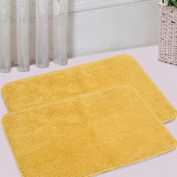 Saral Home Set of 2 Mustard Yellow 1200 GSM Solid Cotton Bath Rugs-29