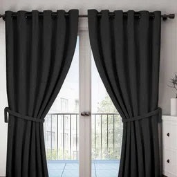 Home Sizzler Black Set of 2 Long Door Curtain-16