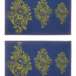 BIANCA Set of 2 Navy Blue & Green Patterned Anti-Skid Doormats-27