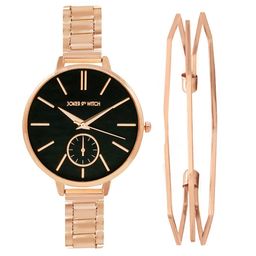 JOKER & WITCH Women Rose Gold-Toned & Black Watch & Bracelet Gift Set-JWBS359-image-90