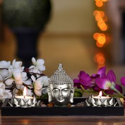 Archies Silver-Toned Lord Buddha Showpiece-image-38