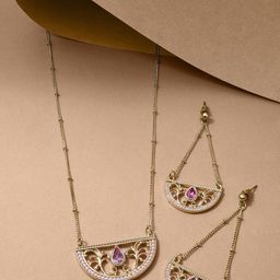 ToniQ Gold-Plated CZ Studded Jewellery Set-image-66