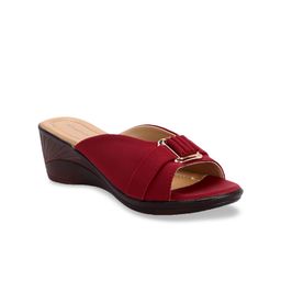 Khadims Women Red Solid Mules-24
