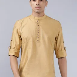HIGHLANDER Men Khaki & Beige Slim Fit Solid Casual Shirt-image-68