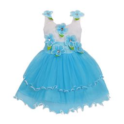 Wish Karo Girls Blue Printed Fit and Flare Dress-16