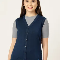 Monte Carlo Women Solid Sleeveless Cardigan-image-89