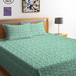 KLOTTHE Set Of 2 Woven-Design Double King Bed Covers With 4 Pillow Covers-0