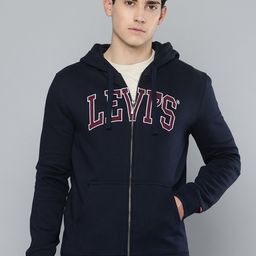 Levis Brand Logo Applique Detail Open Front Hooded Sweatshirt-image-74