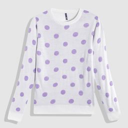 YK Girls White & Lavender Polka Print Pullover-image-43