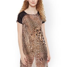 Oxolloxo Brown & Black Animal Print Night Dress W17122WNW001-image-55