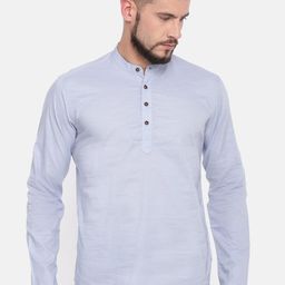 The Indian Garage Co Men Blue Solid Straight Kurta-picture-44