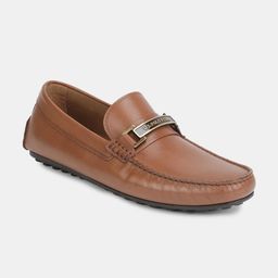 U.s. Polo Assn. Men Tan Brown Textured Leather Loafers-image-10