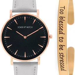JOKER & WITCH Women Grey & Rose Gold-Toned Brim Watch & Bracelet Gift Set JWBS372-image-96