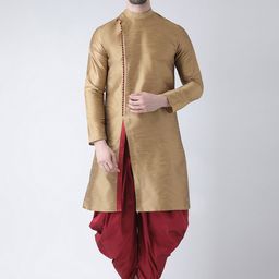 DEYANN Men Brown & Red Self Design Kurta with Patiala-picture-17