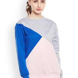 Belle Fille Women Blue & Pink Colourblocked Sweatshirt-image-82