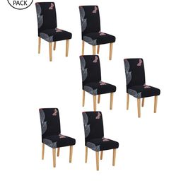 Cortina Set Of 6 Black & Pink Floral Chair Covers-40