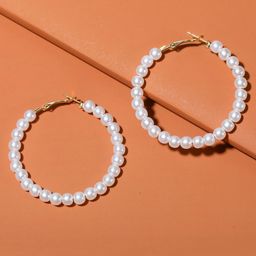 OOMPH White Circular Hoop Earrings-image-8