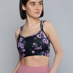 Skechers Floral Printed Full Coverage Lightly Padded Workout Bra BR3-BLVP-BLACK/LAVENDER-image-46