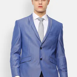 V Dot Men Blue Self-Design Slim-Fit Single-Breasted Formal Blazer-image-55