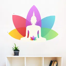 rawpockets White & Red Lotus With Buddha Silhouette Wall Sticker-image-38