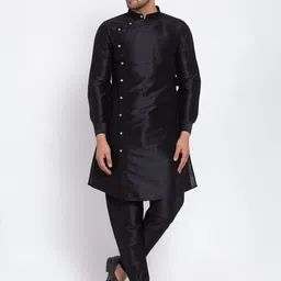 Klotthe Men Cotton Silk Black-Coloured Kurta-image-96