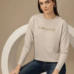 Chemistry Buttoned Detail Printed Sweatshirt-image-9
