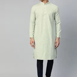 Manthan Men Green Woven Design Straight Kurta-image-43