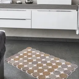OBSESSIONS Brown & Grey Colourblocked Poly Acrylic Bathmat-40