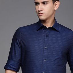 Louis Philippe Men Classic Fit Textured Pure Cotton Formal Shirt-image-67