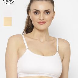 Floret Off-White & Nude-Coloured Solid Set of 3 Workout Bra 1492_White-Skin-White-picture-24